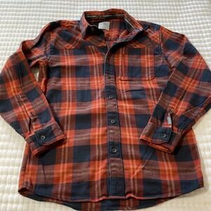 Men's Ascend Orange/Blue Plaid Long Sleeve Shirt Size S